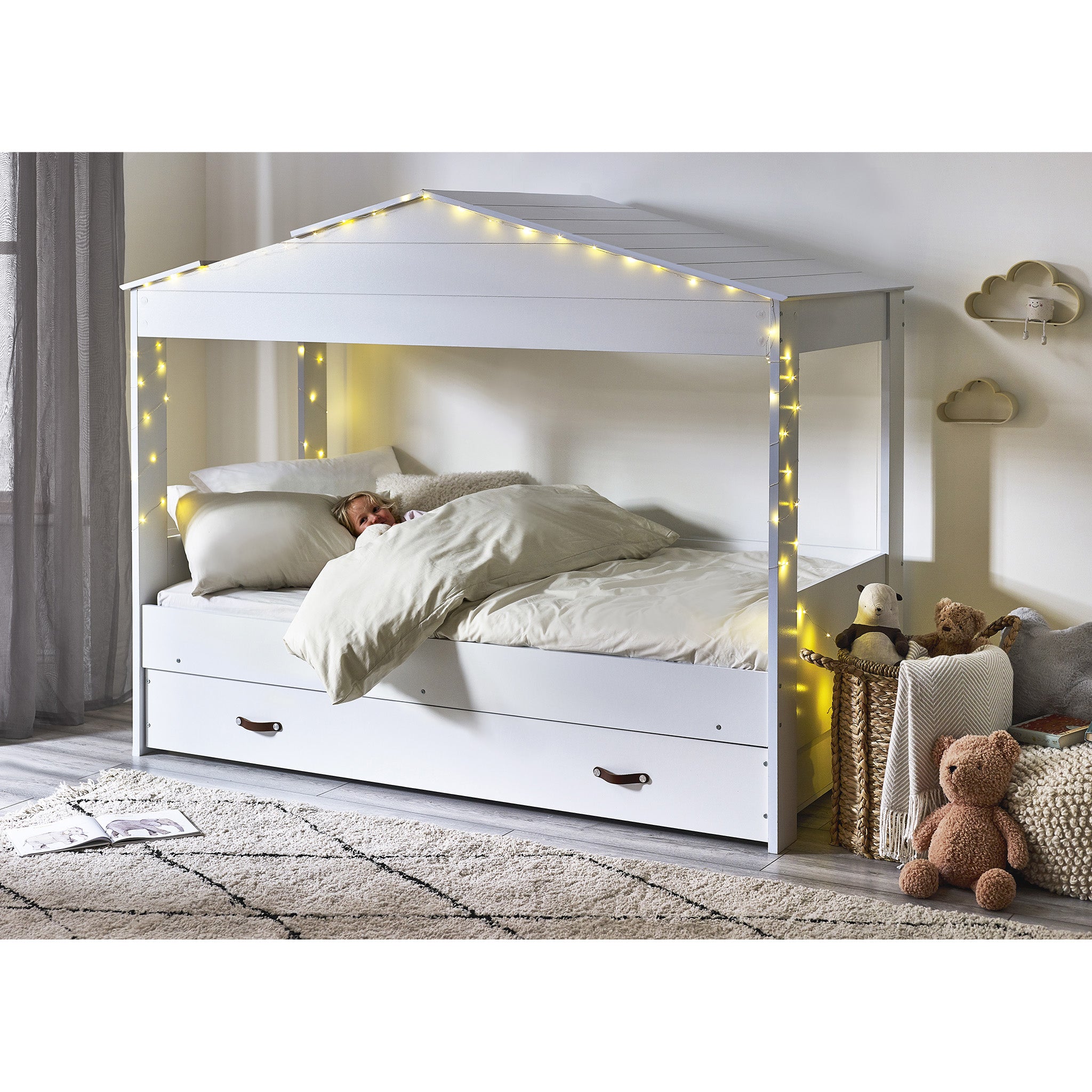 Hut House Low Sleeper Bed with Storage